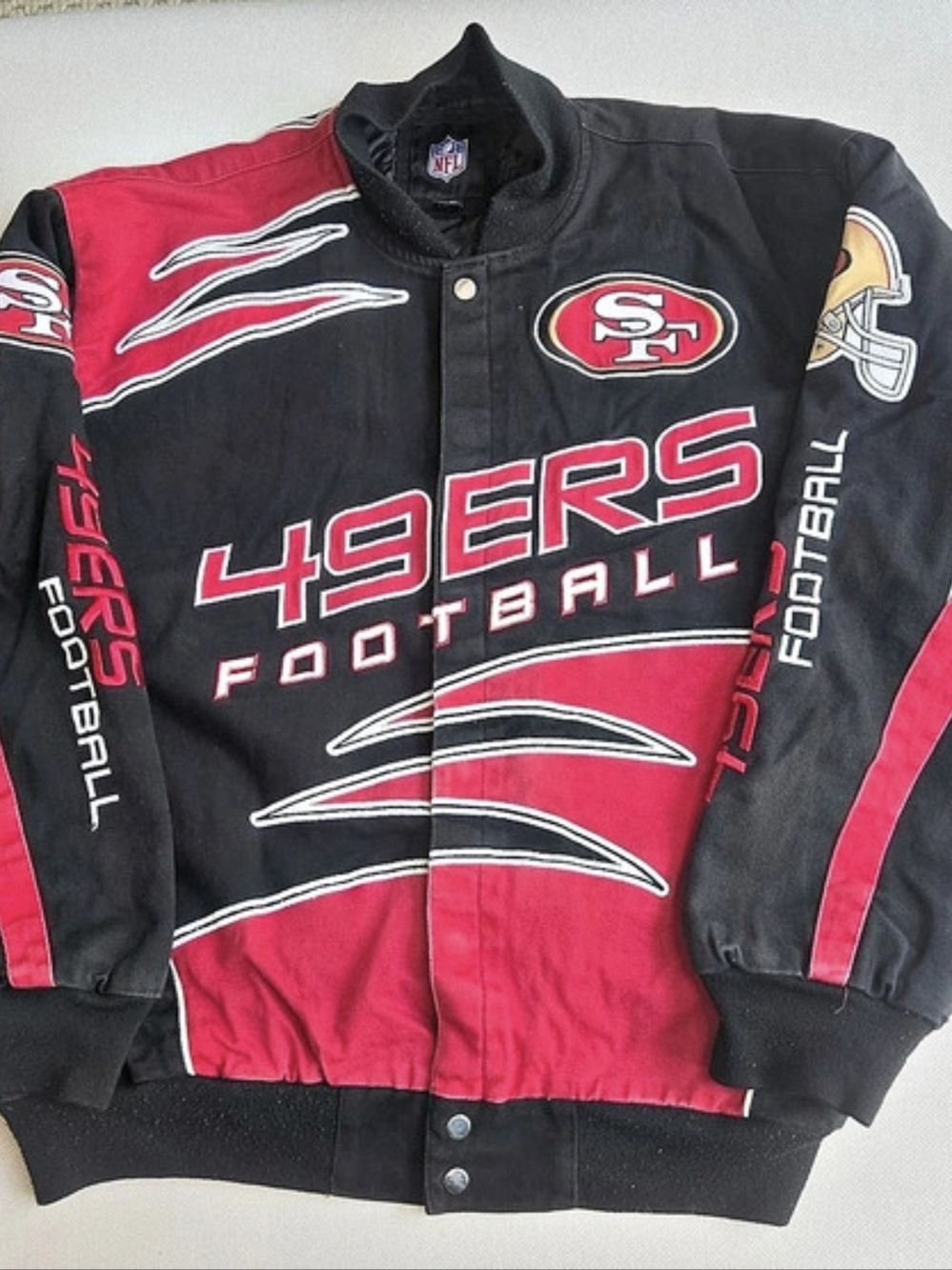 San Francisco 49ers NFL Football Racing-Style Bomber Jacket X-Large Vintage